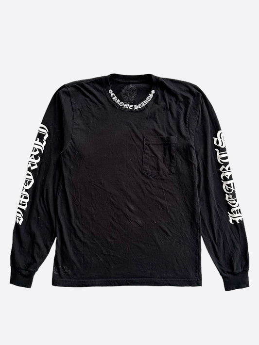 Chrome Hearts Black & White Neck Logo Longsleeve T-Shirt