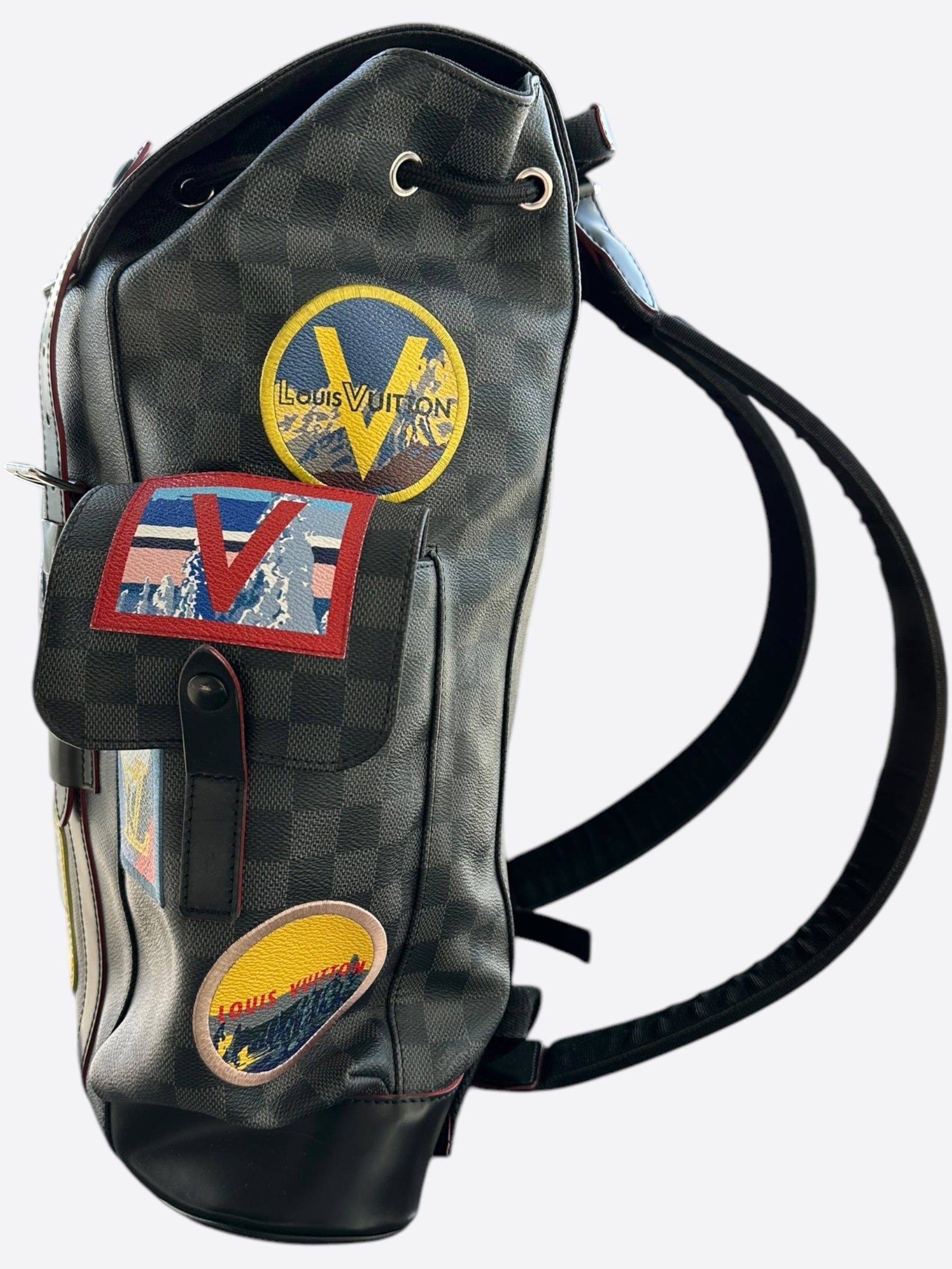 louis vuitton backpack badge Preloved Armand Lv Circle Leather Women - Black with multiple compartments and a special digital tablet pocket. Louis Vuitton Josh Stickers Backpack