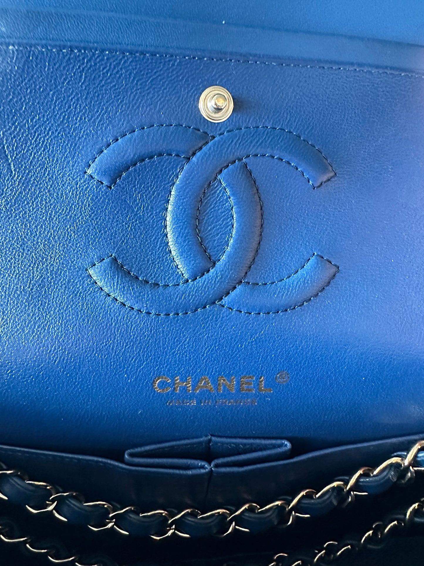 Chanel Blue Quilted Lambskin Medium Flap Bag