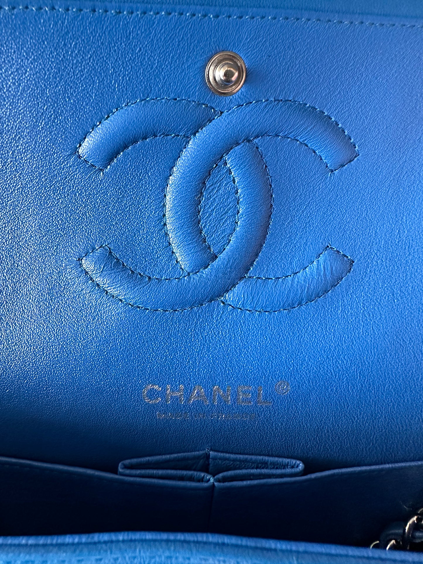 Chanel Blue Quilted Lambskin Medium Flap Bag