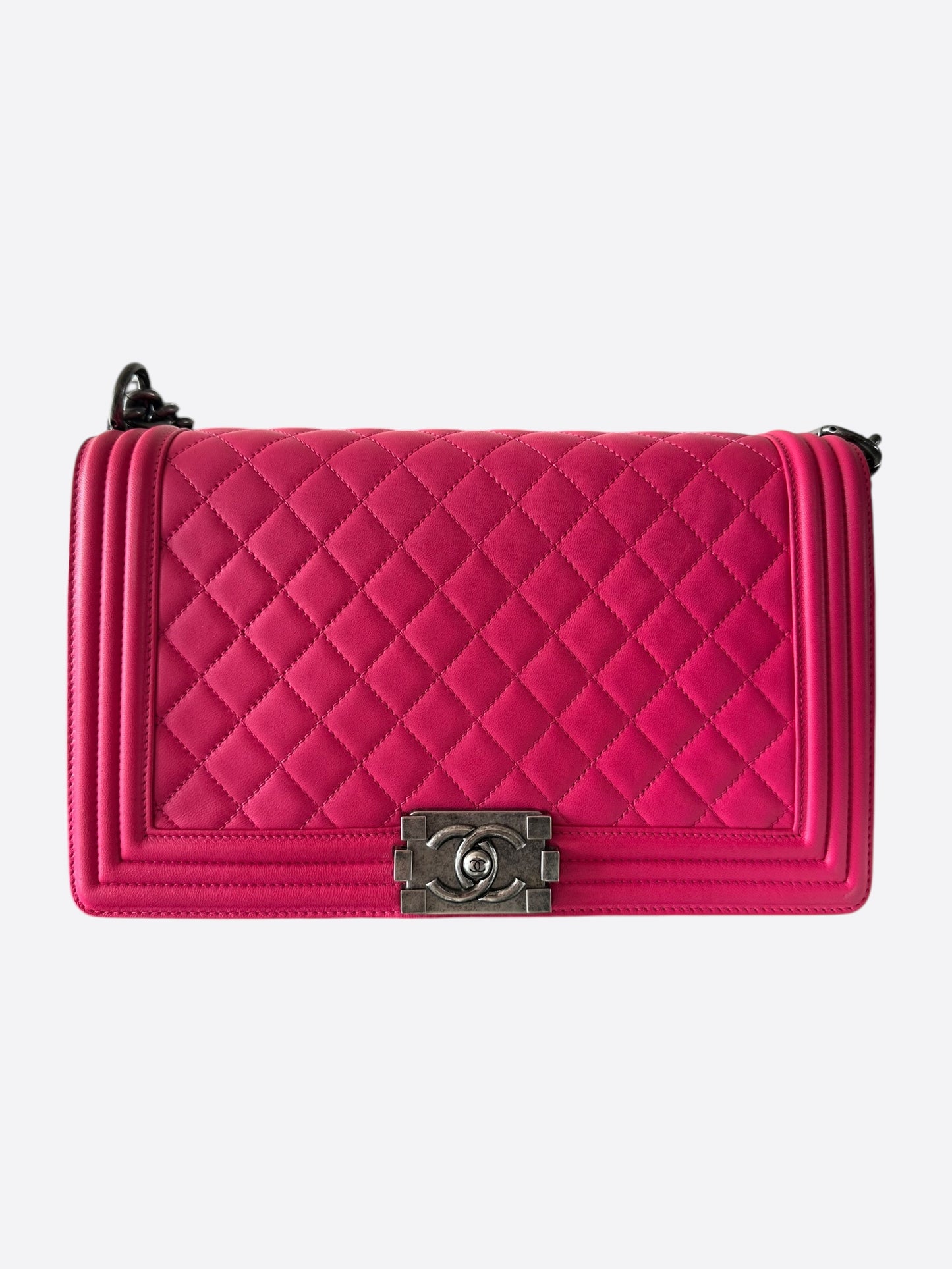 Chanel Hot Pink Quilted Lambskin Medium Boy Bag