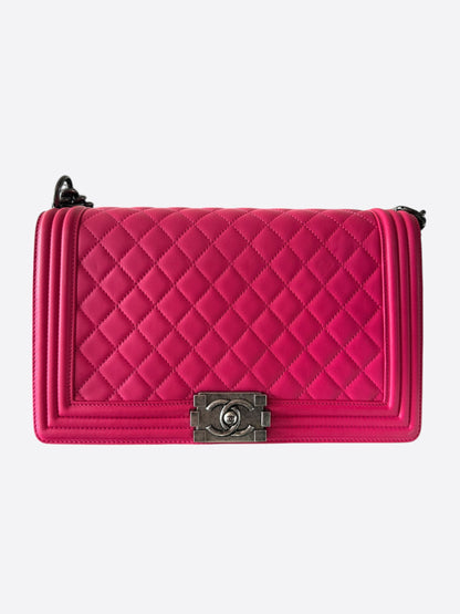 Chanel Hot Pink Quilted Lambskin Medium Boy Bag