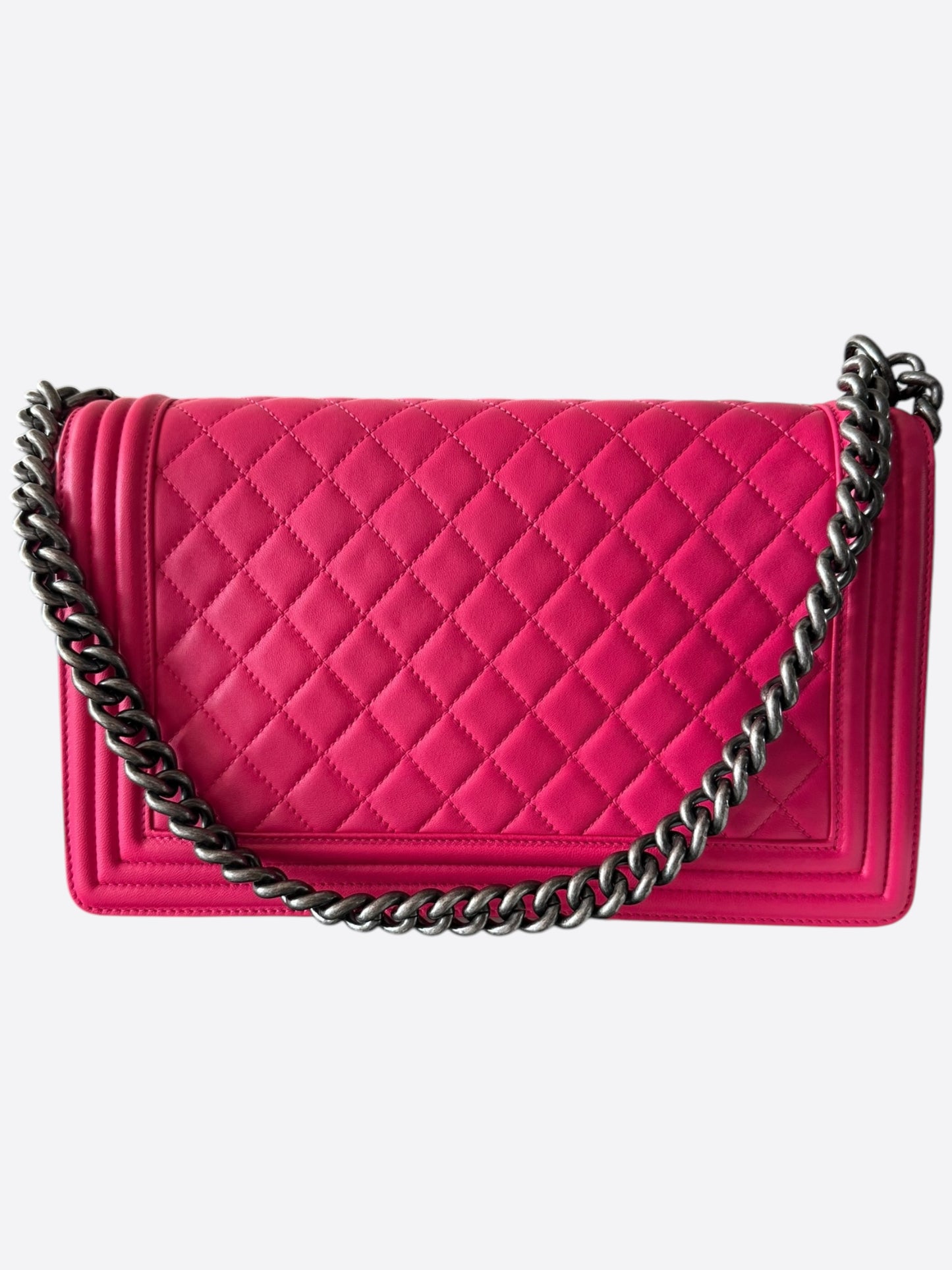 Chanel Hot Pink Quilted Lambskin Medium Boy Bag