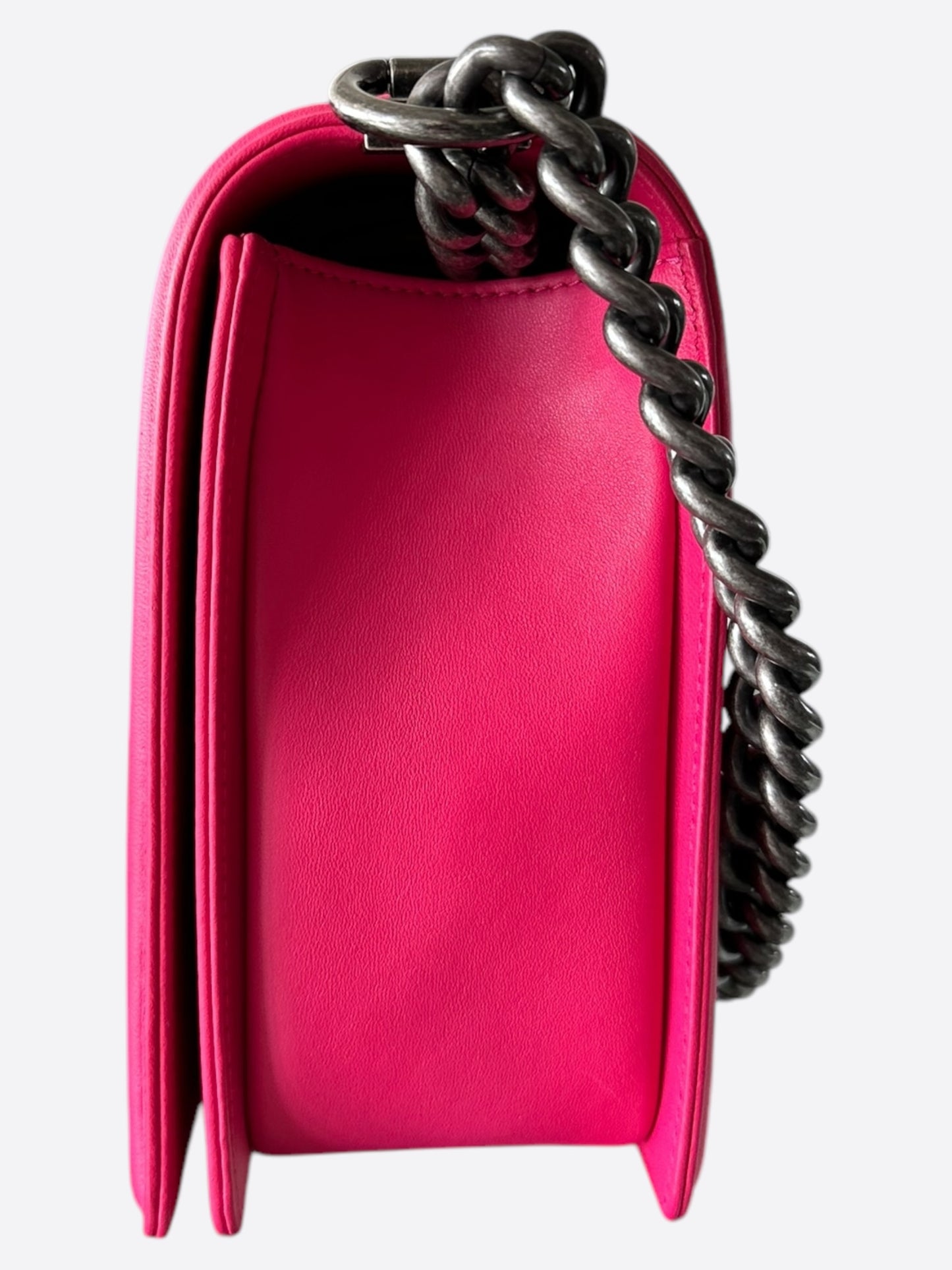 Chanel Hot Pink Quilted Lambskin Medium Boy Bag