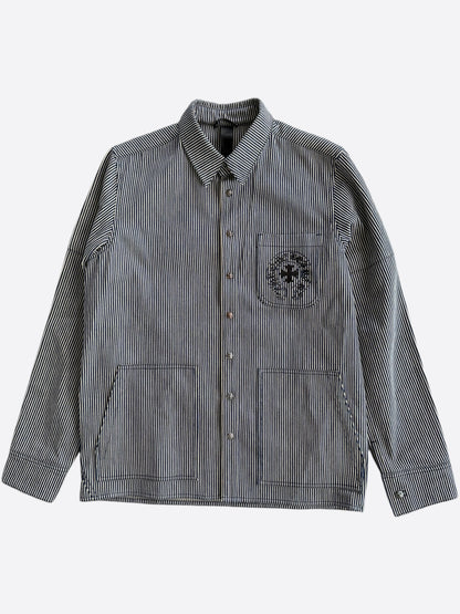 Chrome Hearts Blue & White Pinstripe Chore Button Up Shirt – Savonches