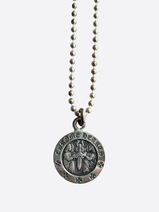 Chrome Hearts Silver Angel Medallion Necklace