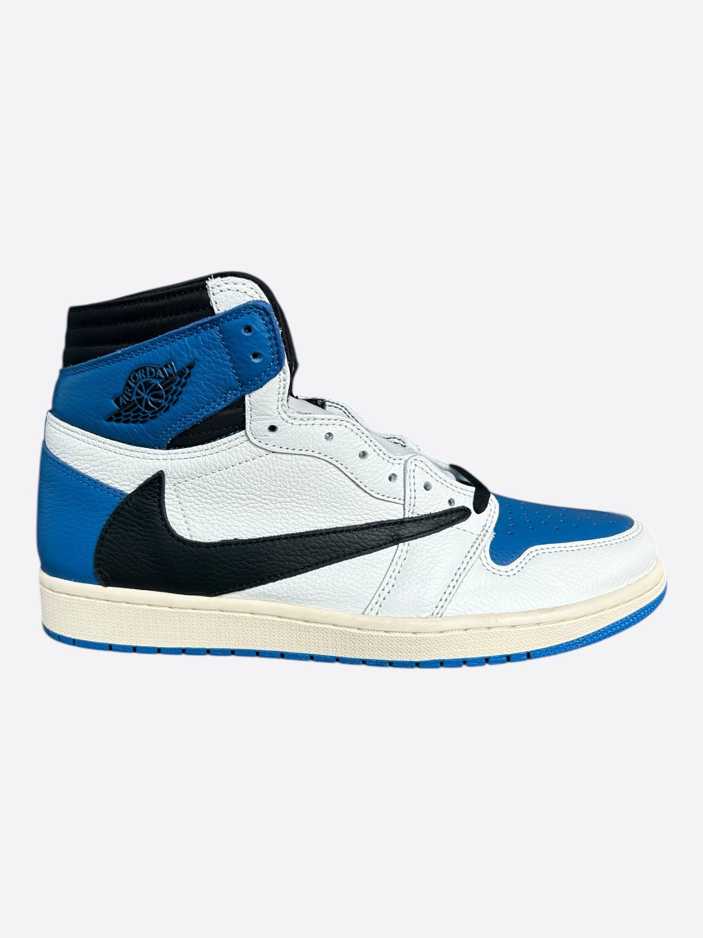 Nike Cactus Jack Fragment Blue & White Air Jordan 1 High Top Sneakers