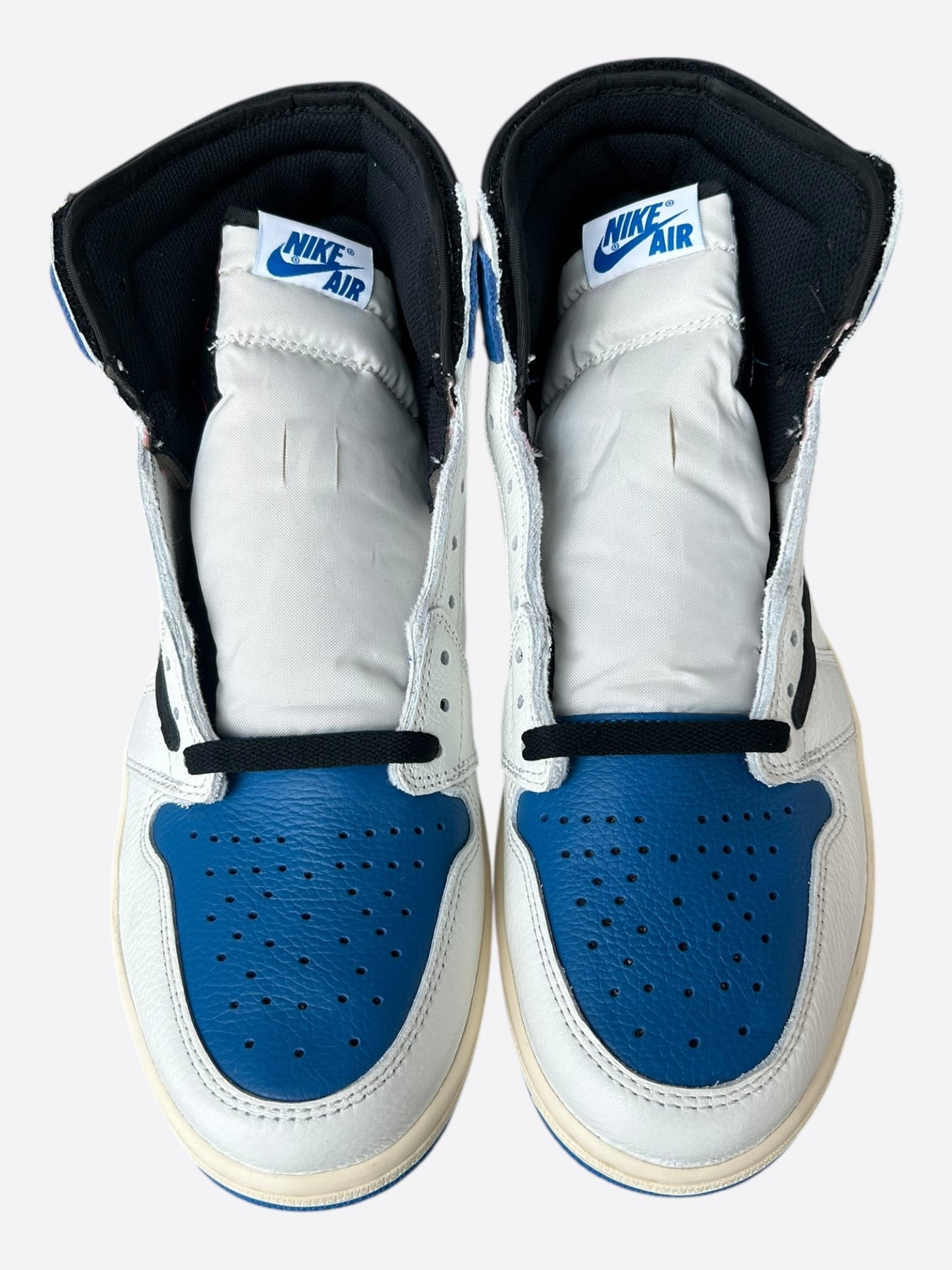 Nike Cactus Jack Fragment Blue & White Air Jordan 1 High Top Sneakers