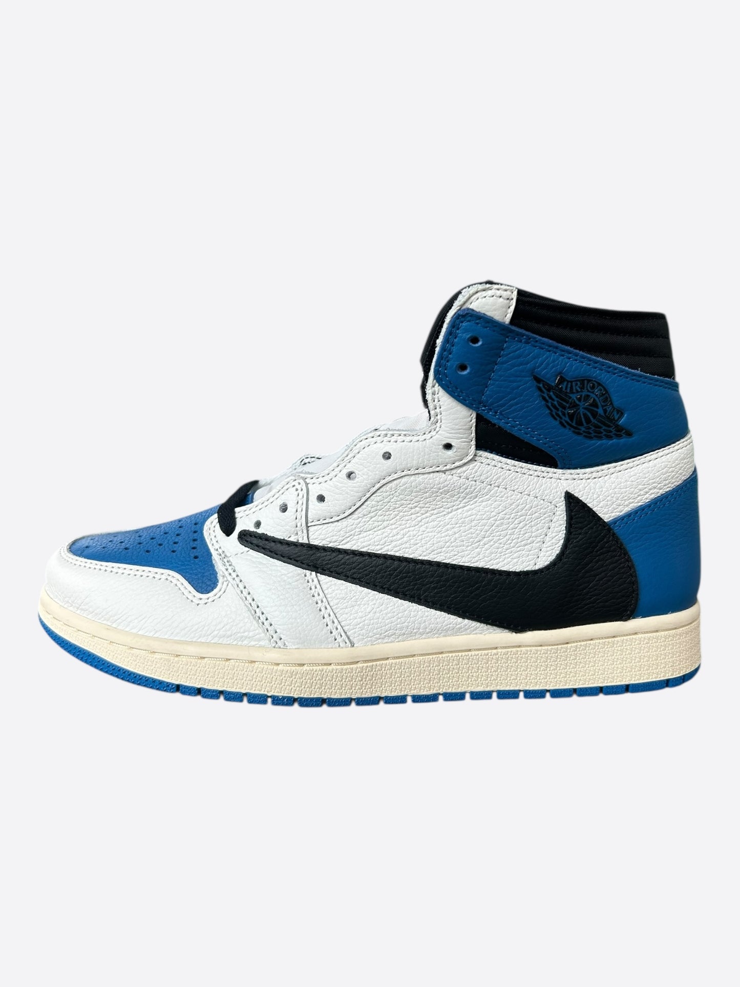 Nike Cactus Jack Fragment Blue & White Air Jordan 1 High Top Sneakers