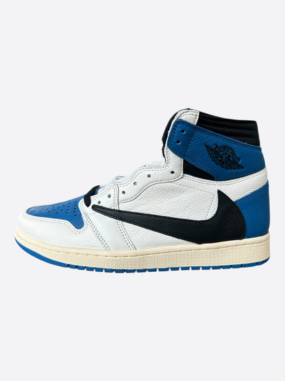 Nike Cactus Jack Fragment Blue & White Air Jordan 1 High Top Sneakers