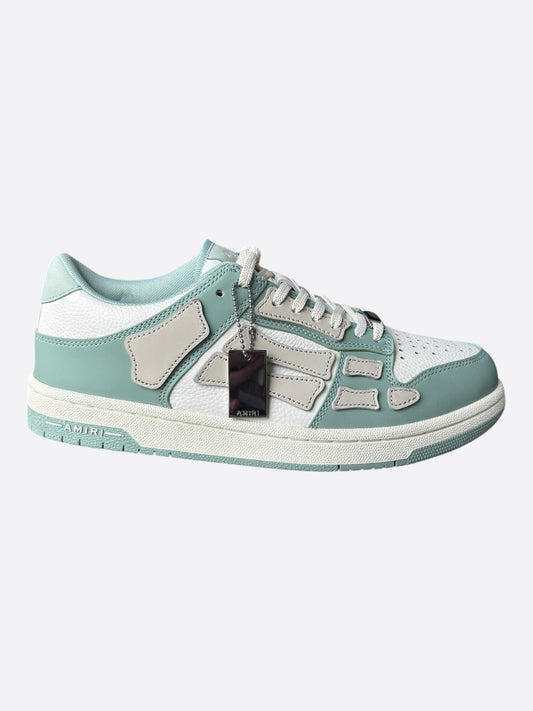 Amiri Mint Green & White Skeleton Low Top Sneakers