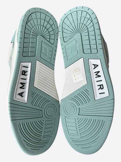 Amiri Mint Green & White Skeleton Low Top Sneakers