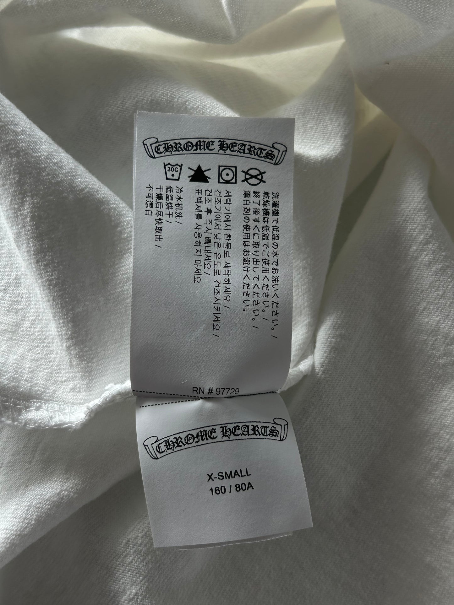 Chrome Hearts White & Black Embroidered Eyechart Logo Cropped T-Shirt