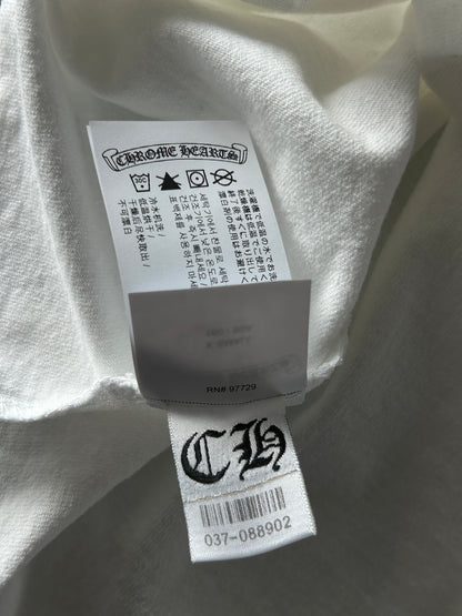 Chrome Hearts White & Black Embroidered Eyechart Logo Cropped T-Shirt