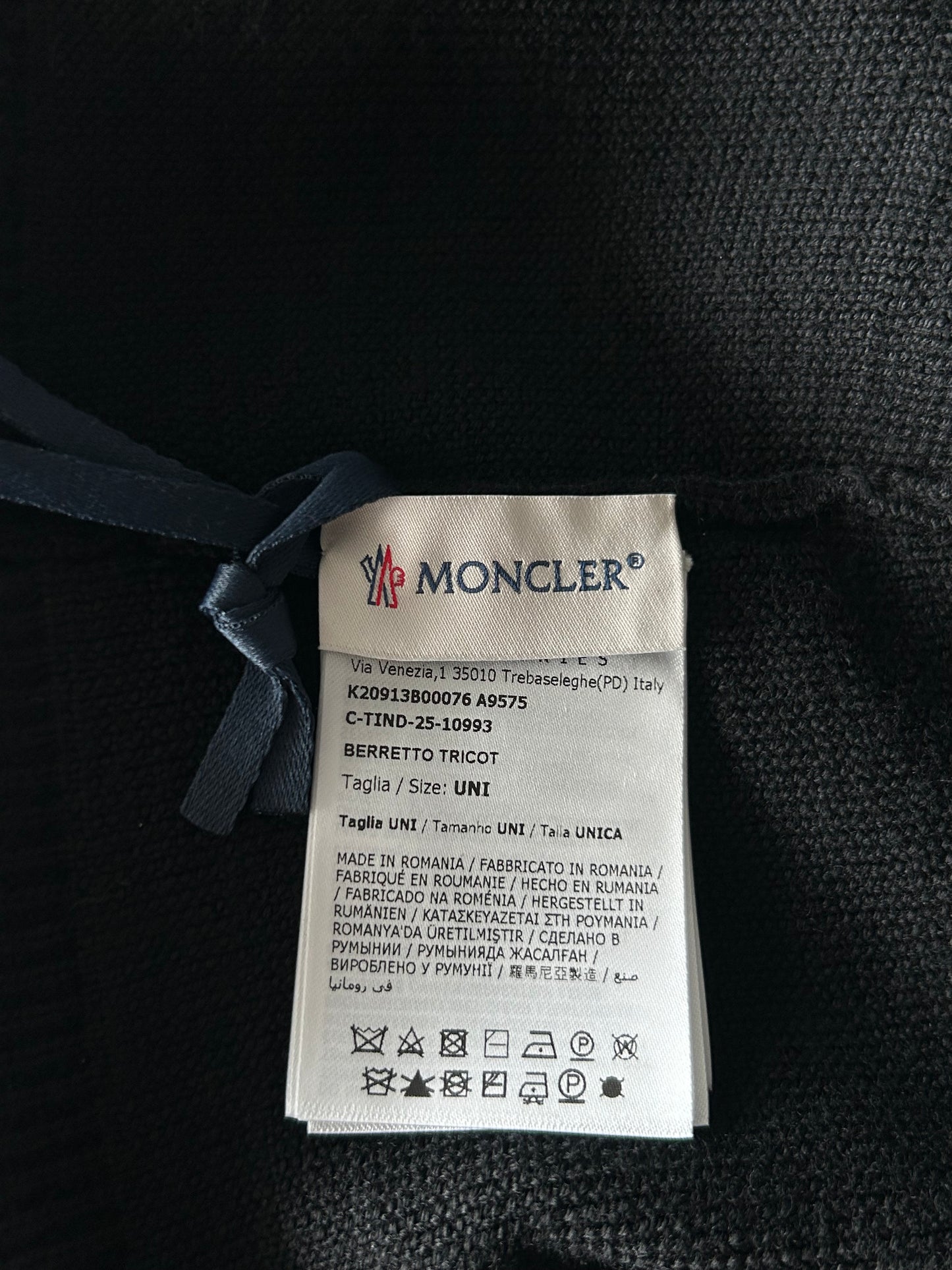Moncler Black & Tri-Color Logo Beanie
