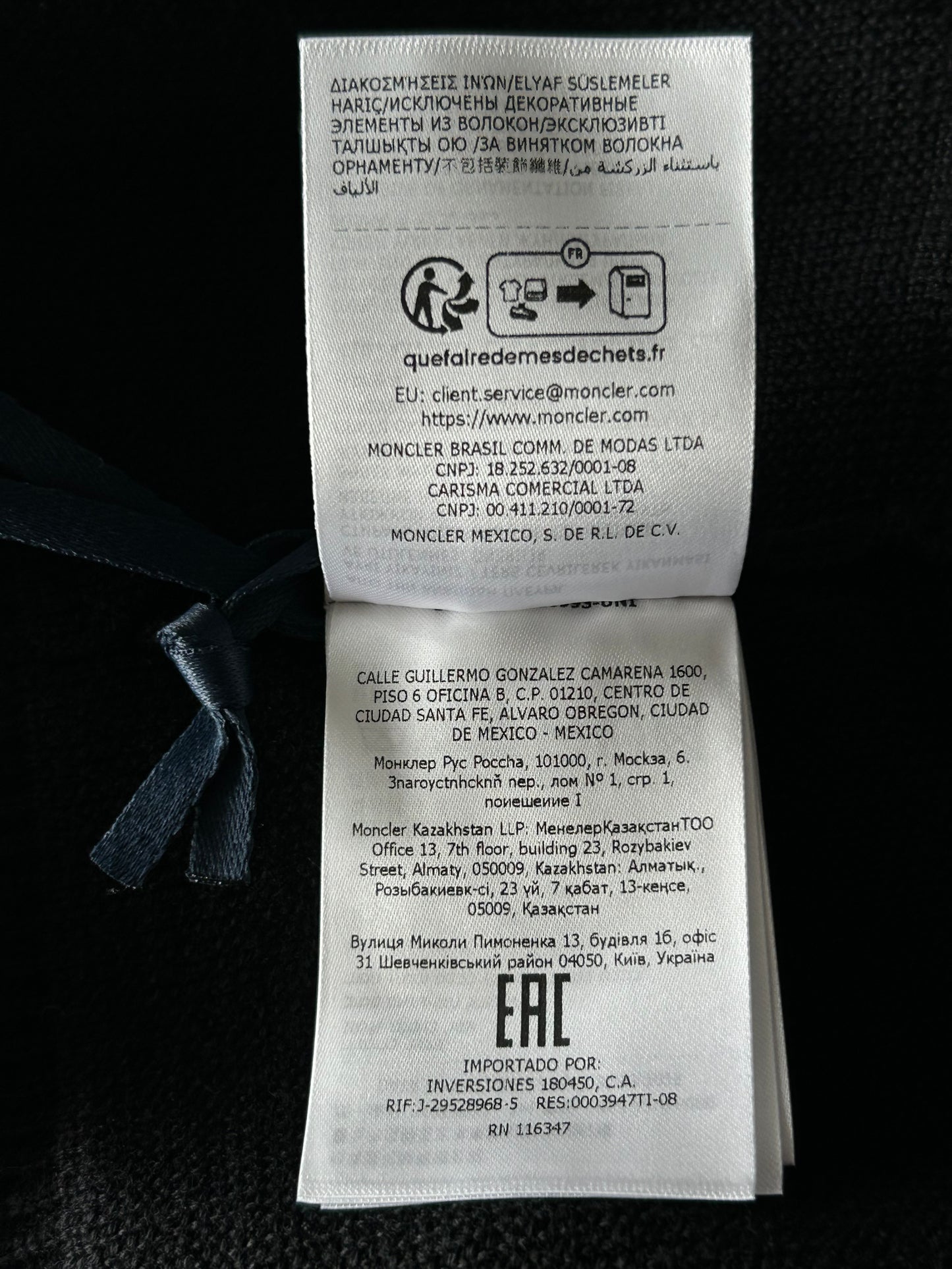 Moncler Black & Tri-Color Logo Beanie