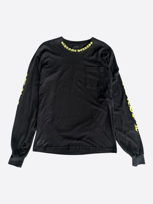 Chrome Hearts Black & Yellow Neck Logo Longsleeve T-Shirt