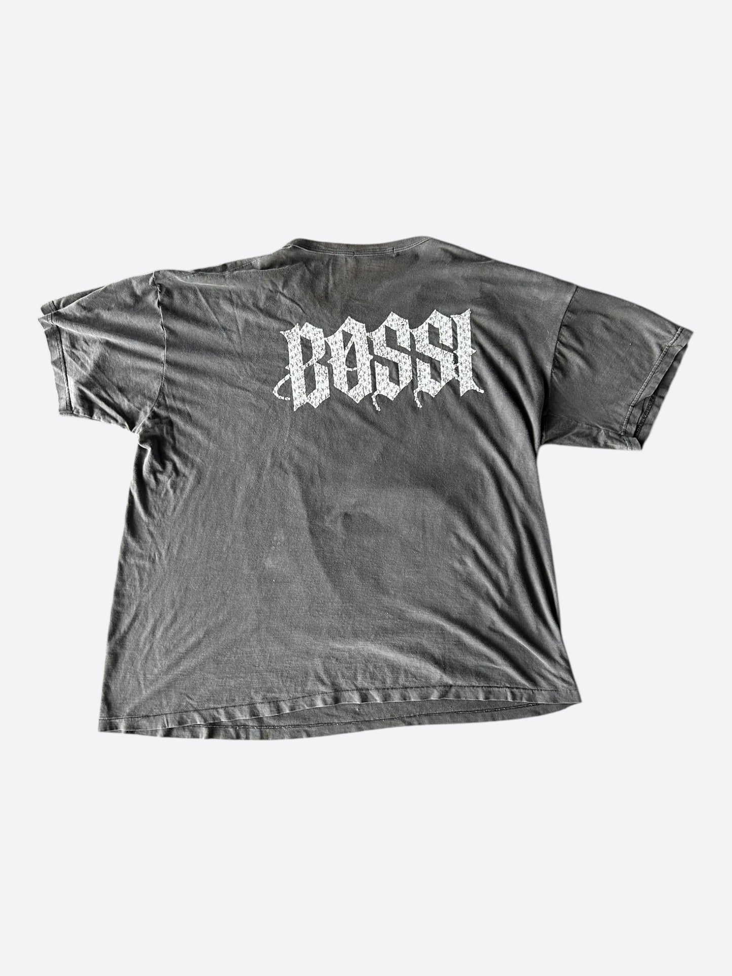Bossi Faded Black & Multicolor Trini Slang Rhinestone Embellished T-Shirt