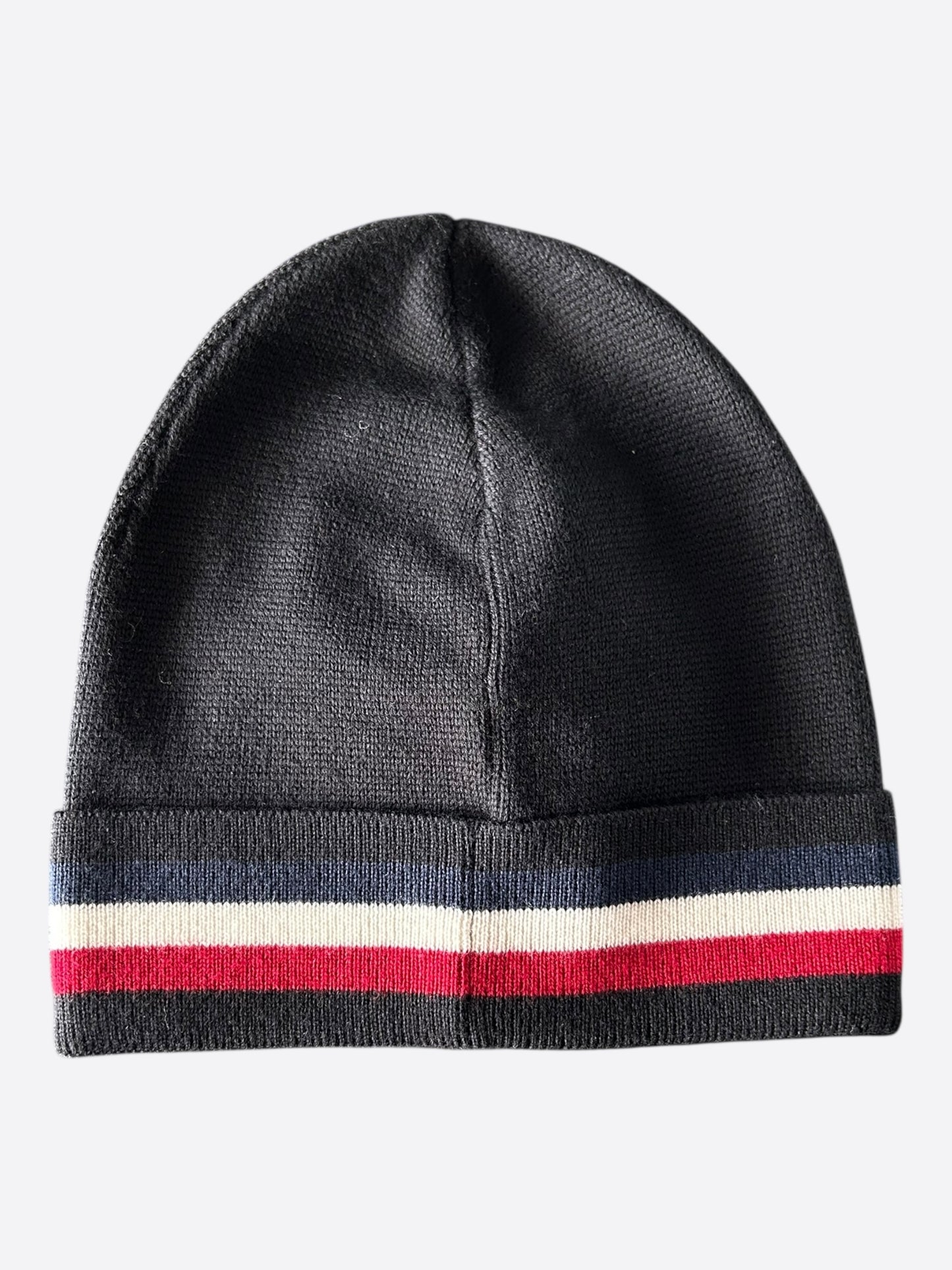 Moncler Black & Tri-Color Logo Beanie