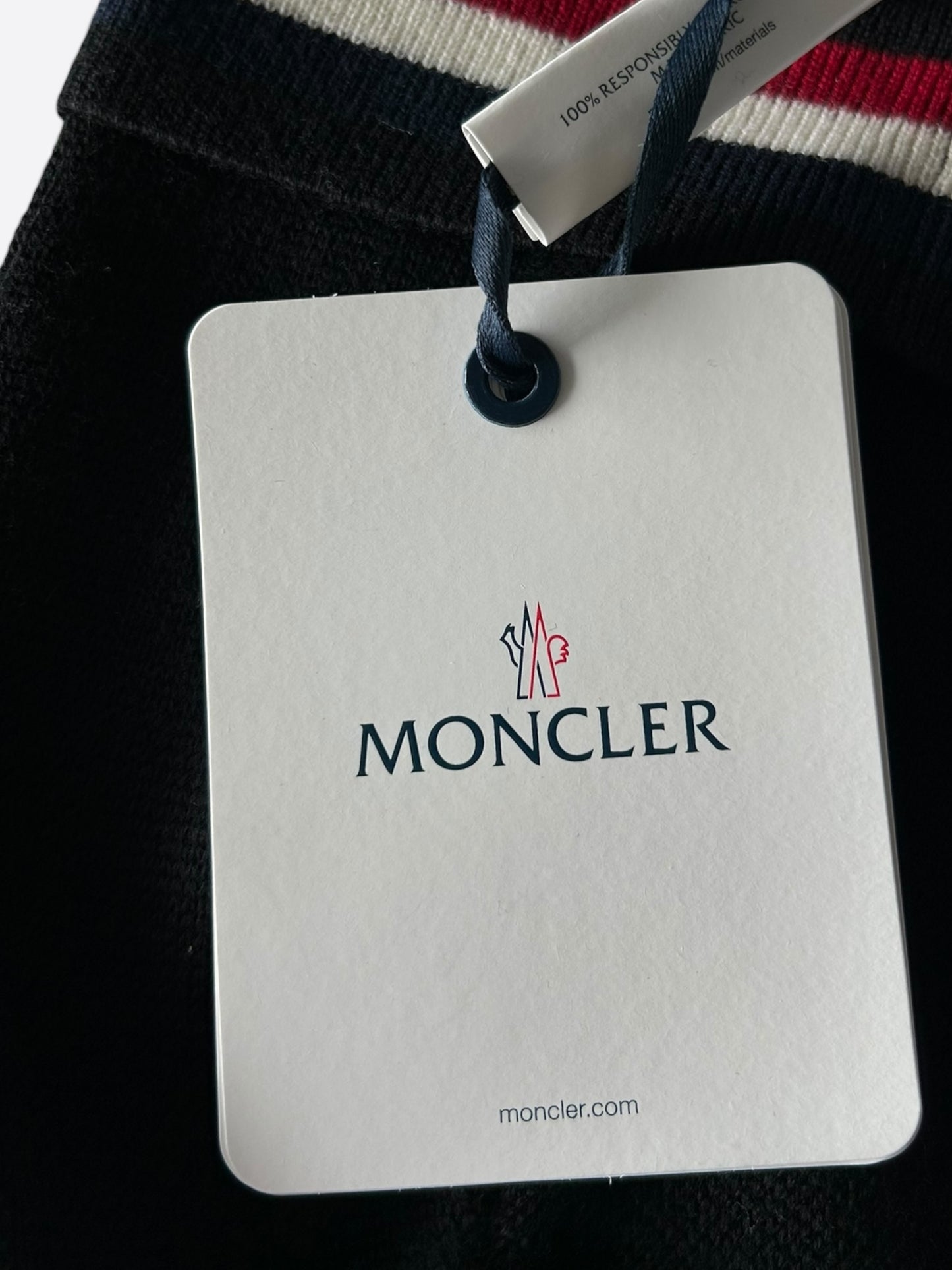 Moncler Black & Tri-Color Logo Beanie