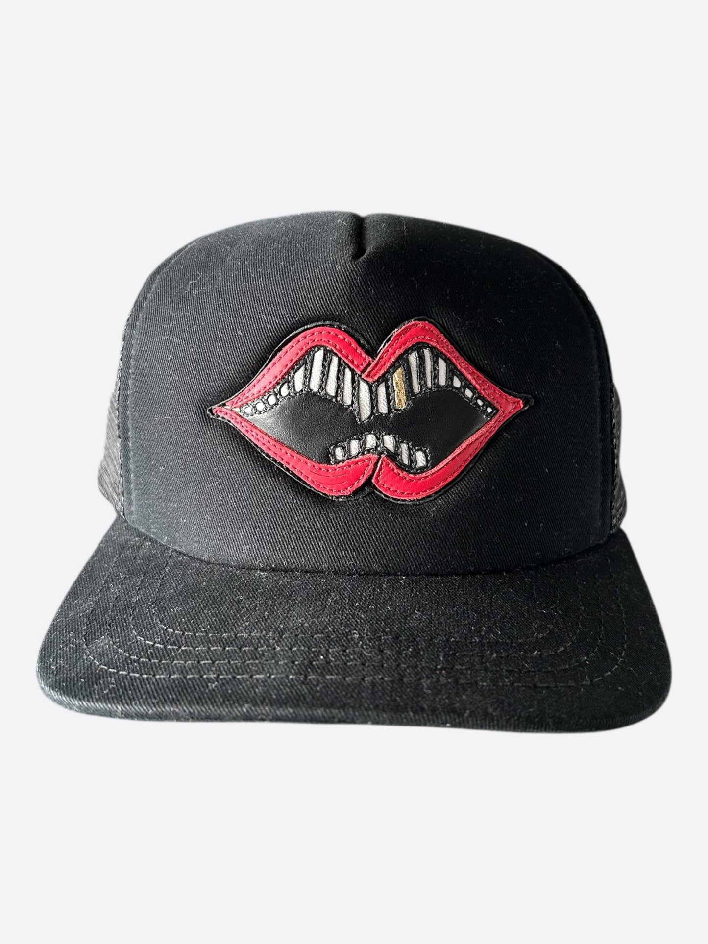 Chrome Hearts Matty Boy Black & Red Chomper Trucker Hat