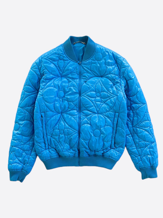 Louis Vuitton Blue Flower Monogram Bomber Jacket