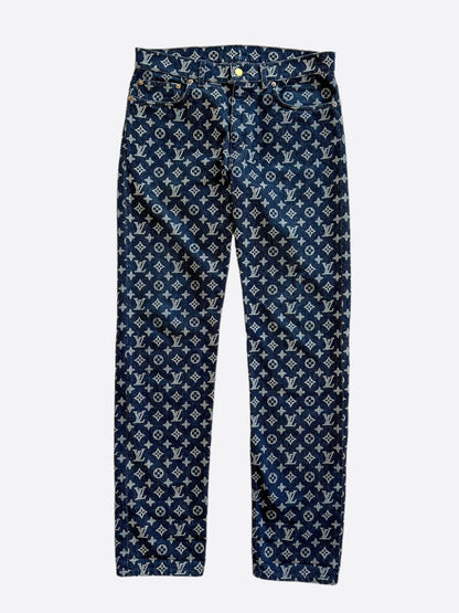 Louis Vuitton Navy & White Monogram Jeans