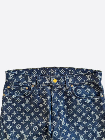 Louis Vuitton Navy & White Monogram Jeans