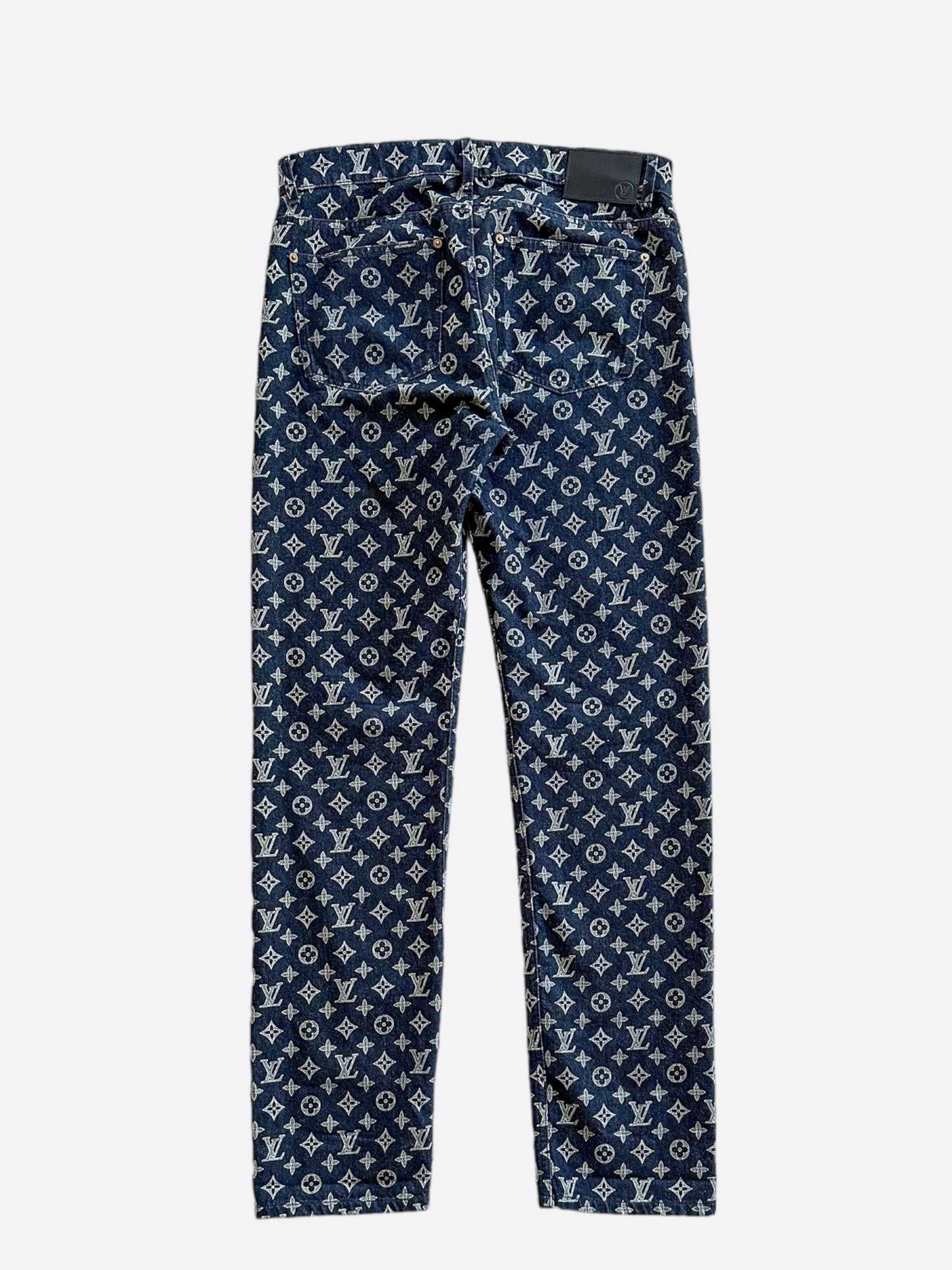 Louis Vuitton Navy & White Monogram Jeans