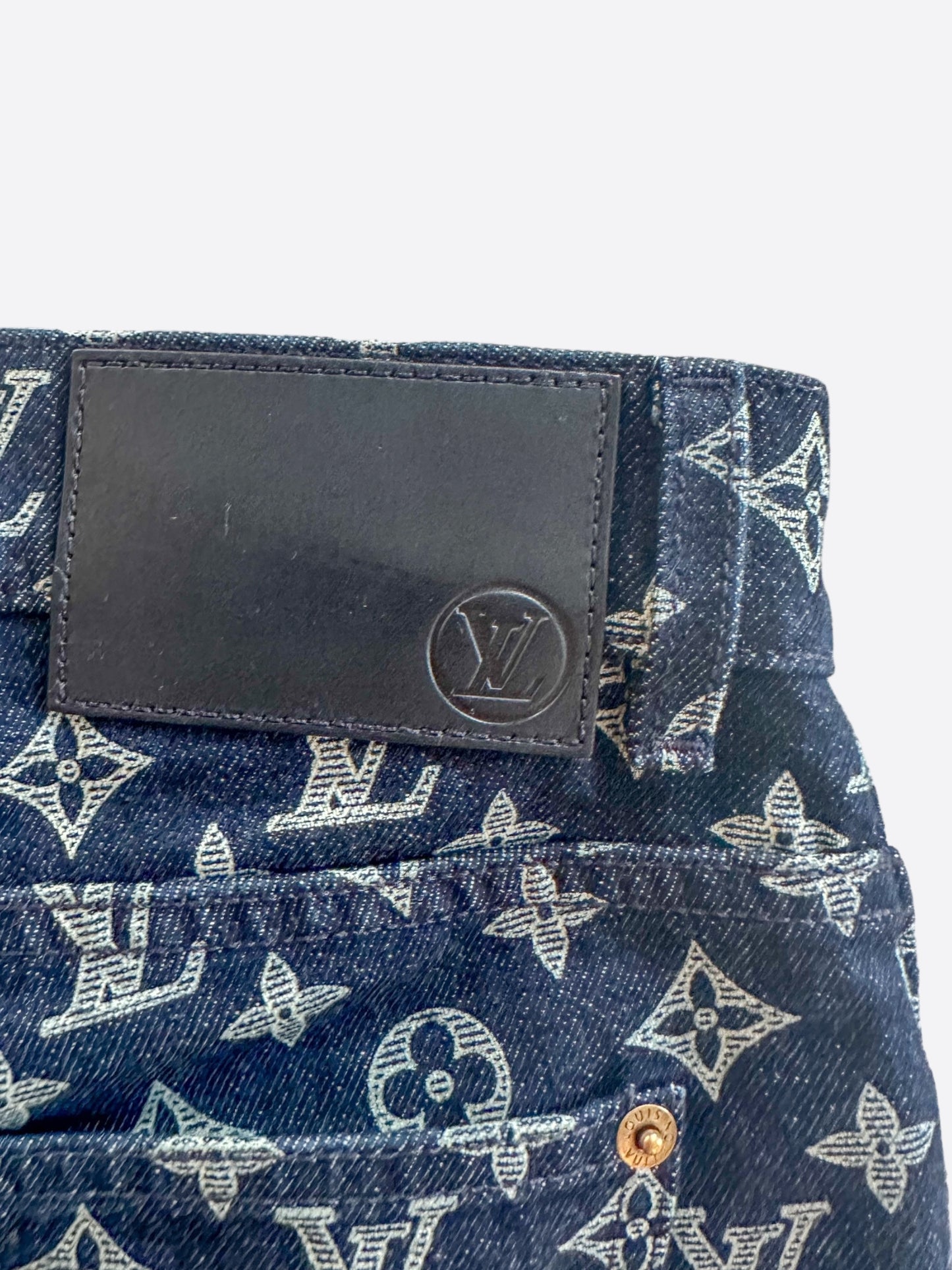 Louis Vuitton Navy & White Monogram Jeans