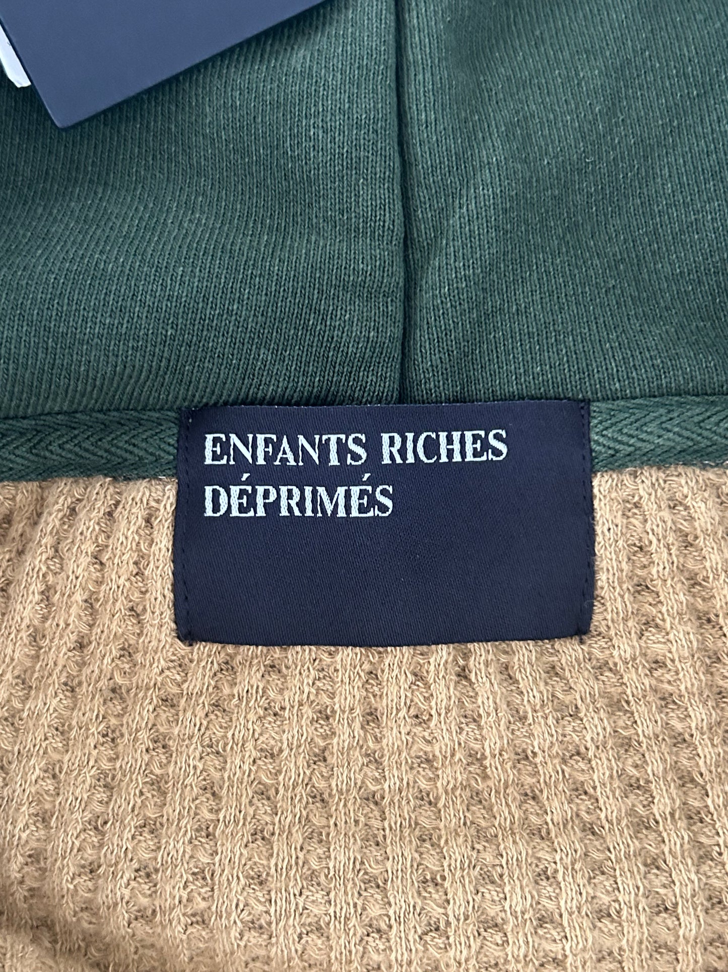 Enfants Riches Deprimes Green & Yellow Two Wars Within One Patchwork Thermal Zip Up Hoodie