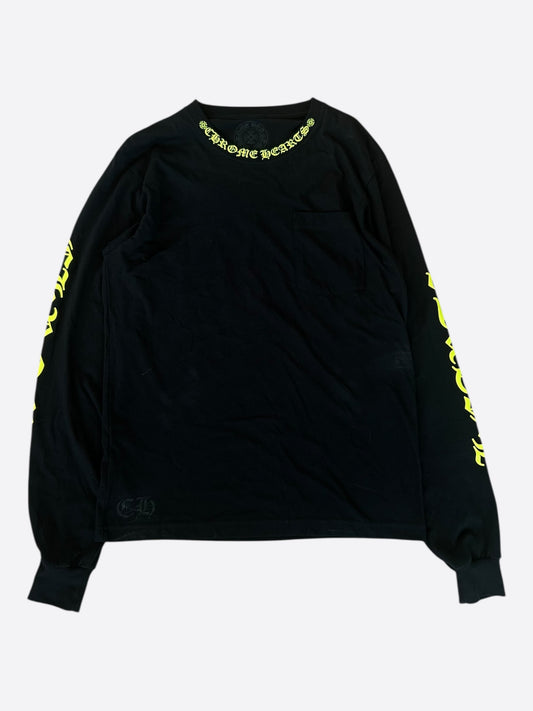Chrome Hearts Black & Yellow Neck Logo Longsleeve T-Shirt