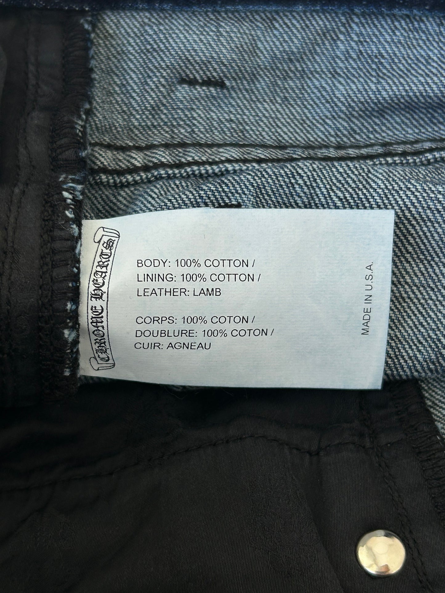 Chrome Hearts Blue & Black Cross Patch Denim Shorts