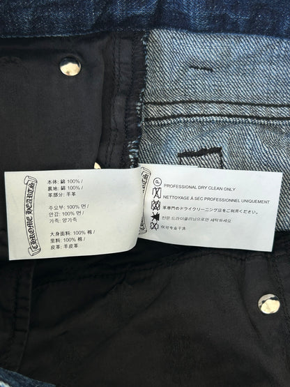 Chrome Hearts Blue & Black Cross Patch Denim Shorts