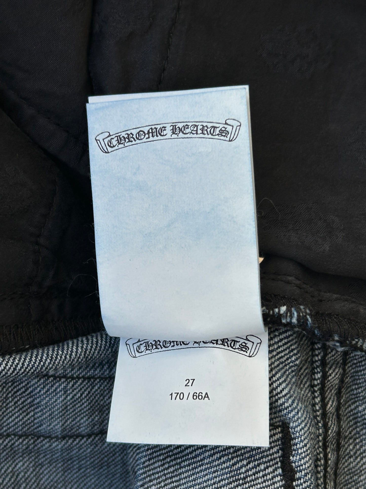 Chrome Hearts Blue & Black Cross Patch Denim Shorts