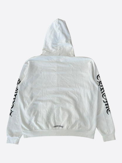 Chrome Hearts White & Black Script Logo Zip Up Hoodie