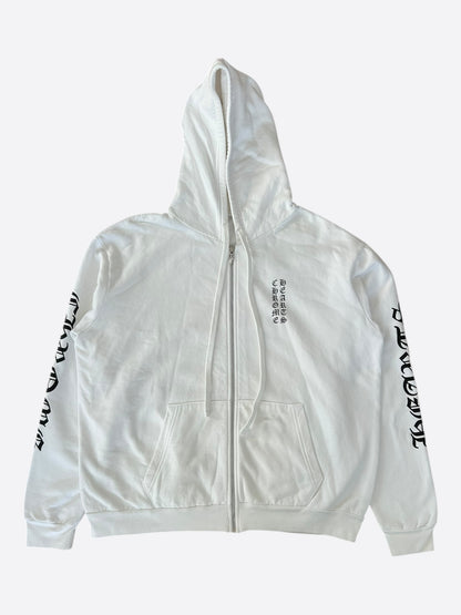 Chrome Hearts White & Black Script Logo Zip Up Hoodie