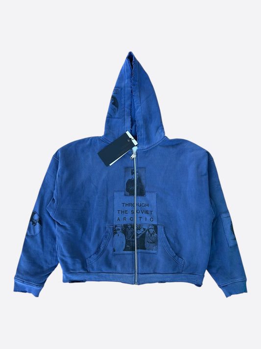 Enfants Riches Deprimes Blue & Black Soviet Arctic Patchwork Zip Up Hoodie