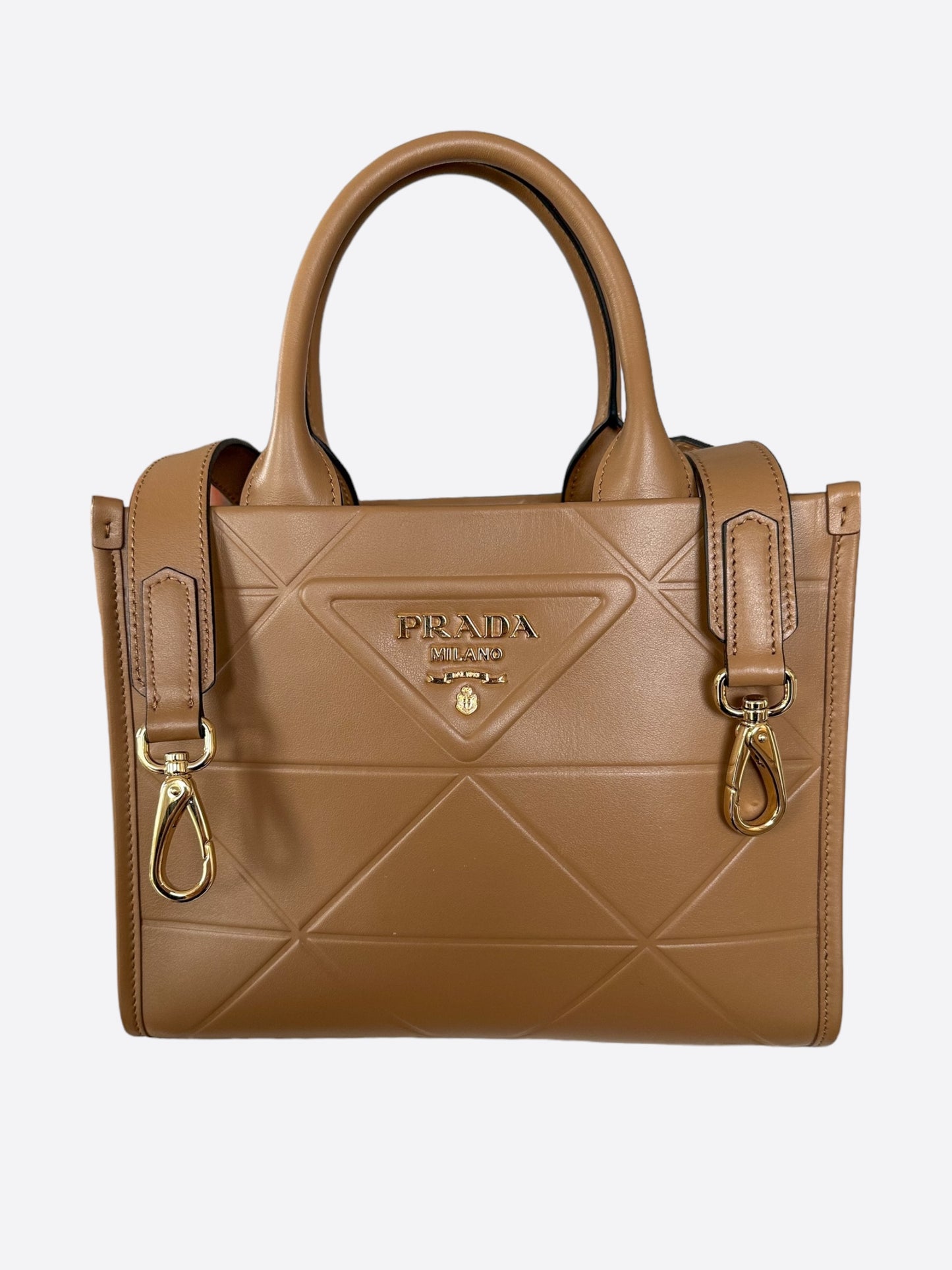 Prada Caramel Mini Symbole Leather Tote Bag – Savonches