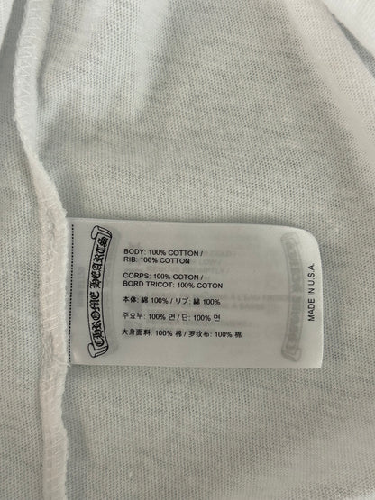 Chrome Hearts White, Blue & Red Horseshoe Scroll Logo T-Shirt