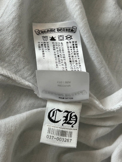 Chrome Hearts White, Blue & Red Horseshoe Scroll Logo T-Shirt