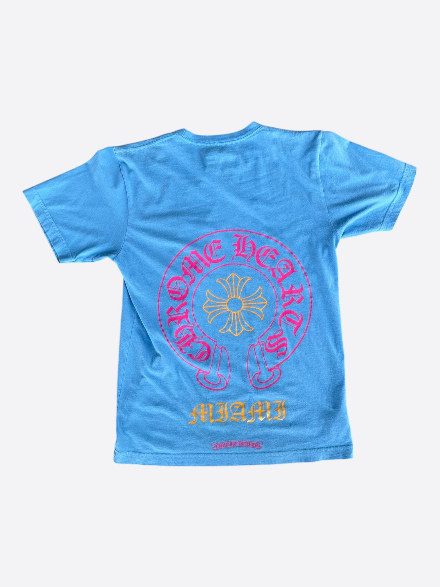 Chrome Hearts Blue Miami Art Basel Horseshoe Logo T-Shirt