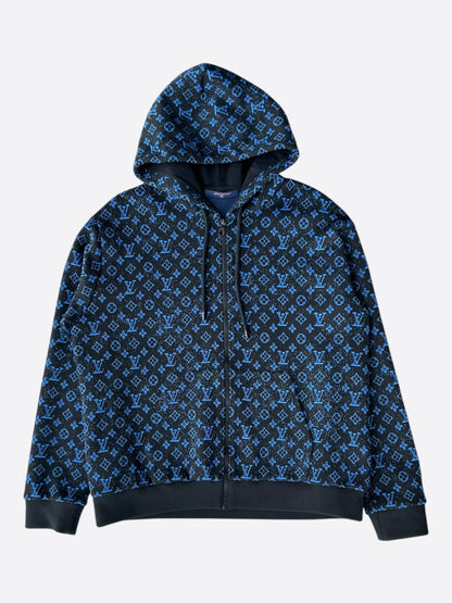 Louis Vuitton Black & Blue Monogram Zip Up Hoodie