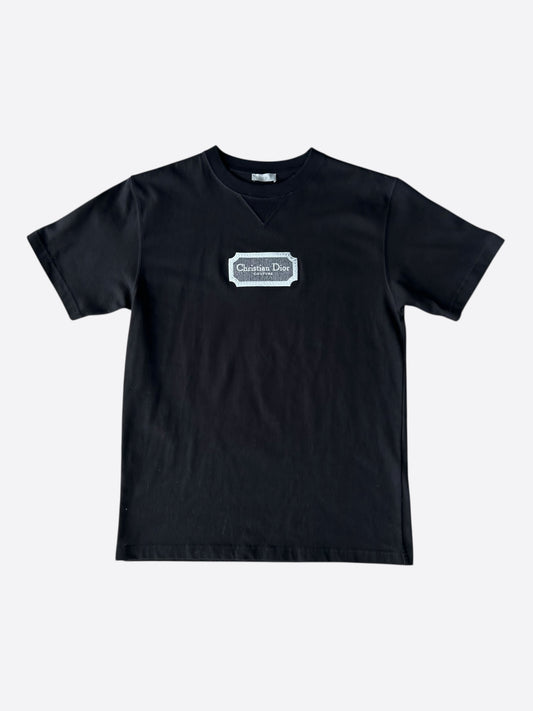 Dior Black & Grey Embroidered Logo T-Shirt