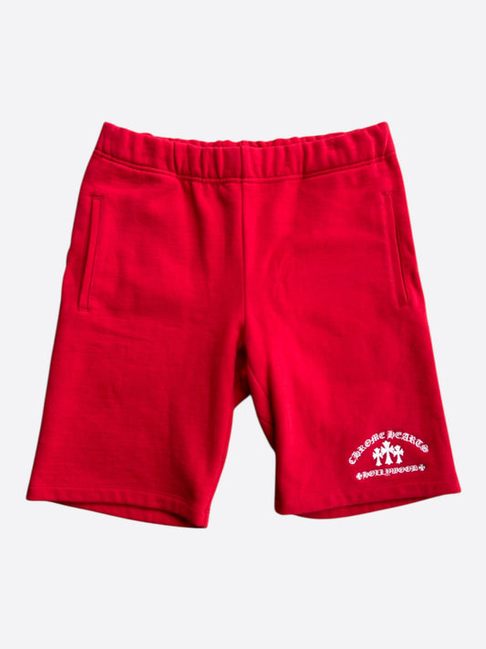 Chrome Hearts Red & White Triple Cross Embroidered Shorts