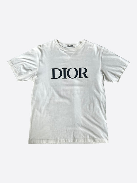 Dior White & Navy Embroidered Logo T-Shirt