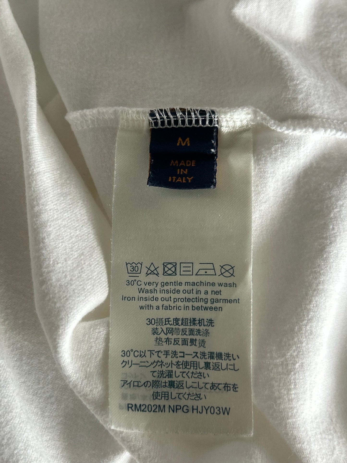 Louis Vuitton White & Blue LV Stitch Logo T-Shirt