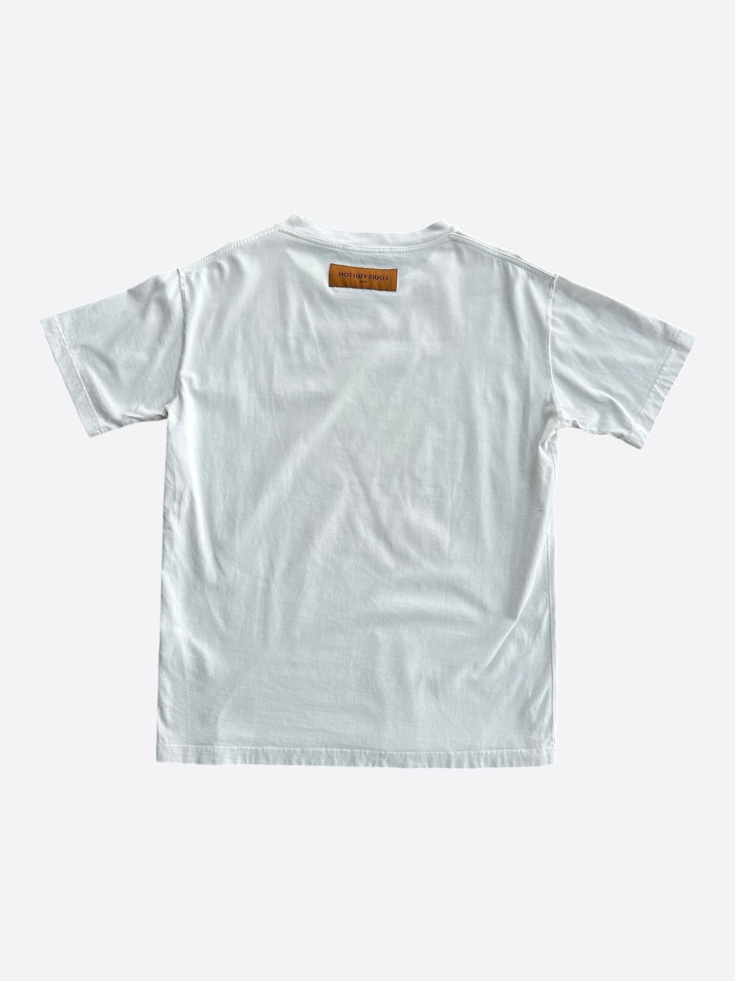 Louis Vuitton White & Blue LV Stitch Logo T-Shirt