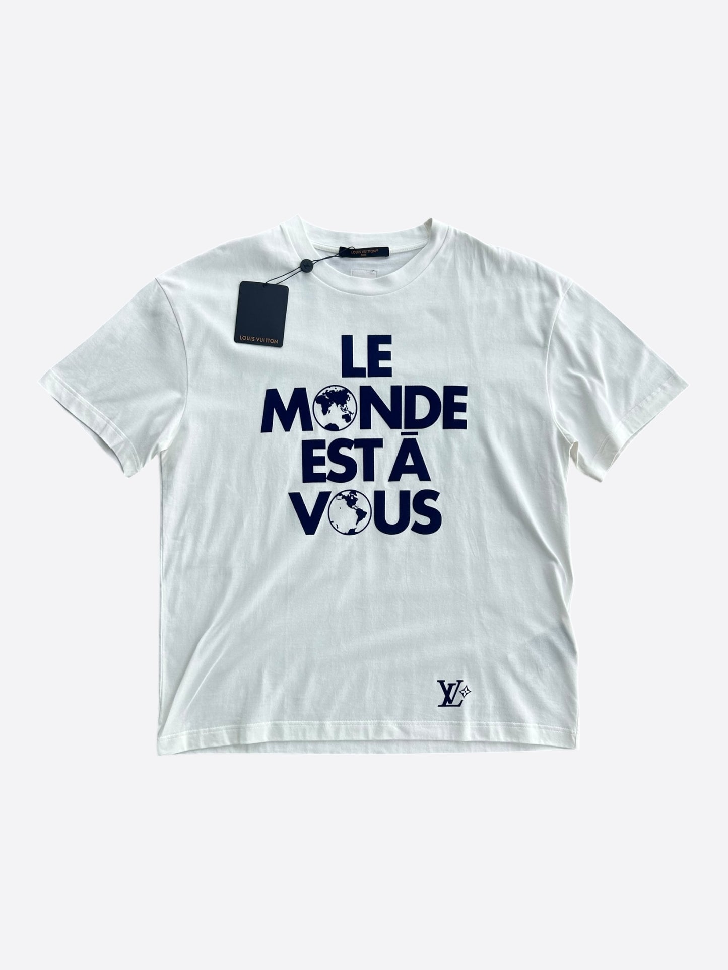 Louis Vuitton White & Blue Le Monde Est A Vous T-Shirt