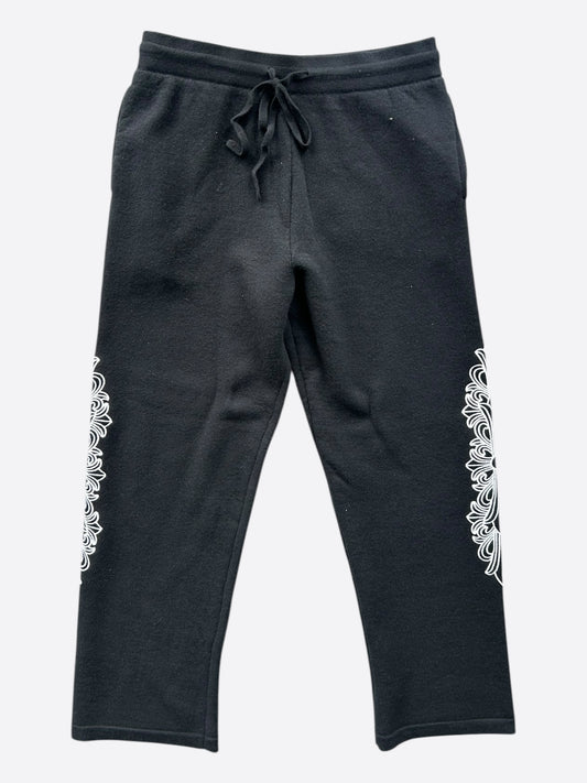 Chrome Hearts Black & White Floral Embroidered Cashmere Sweatpants